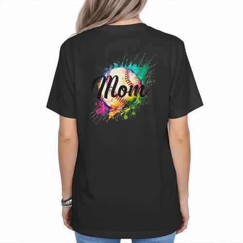 Baseball Mom USA American Baseball Graphic Women's T-Shirt Back Print - Sportilla