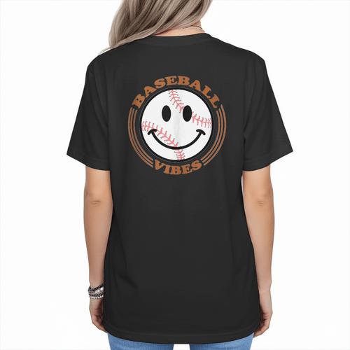 Baseball Vibes Baseball Mom Women's T-Shirt Back Print - Sportilla