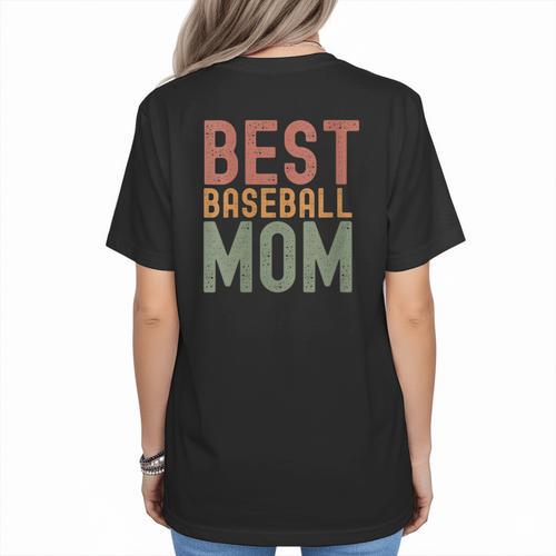 Best Baseball Mom Sports Cute Moms Day Women's T-Shirt Back Print - Sportilla