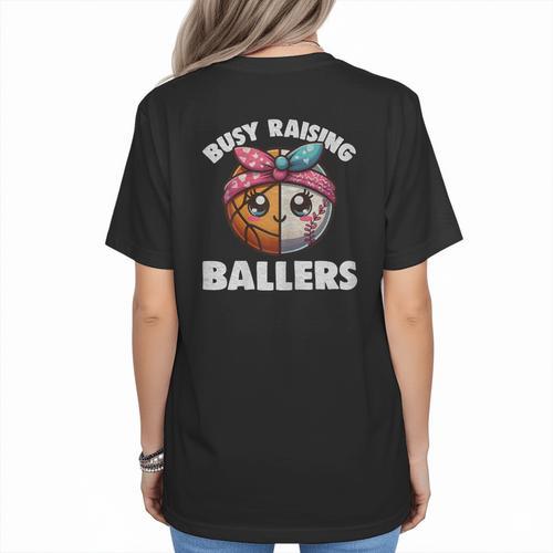 Busy Raising Ballers Basketball Baseball Mom For Women Women's T-Shirt Back Print - Sportilla