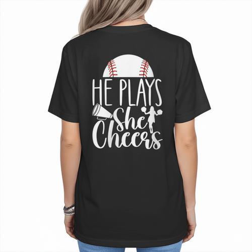 Cheer Baseball Mom Baseball And Cheer Mother Women's T-Shirt Back Print - Sportilla