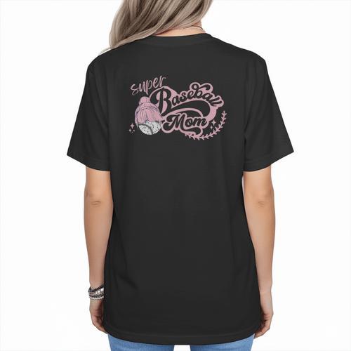 Cool Super Baseball Mom Cool Mother's Day Mama Woman Cute Women's T-Shirt Back Print - Sportilla