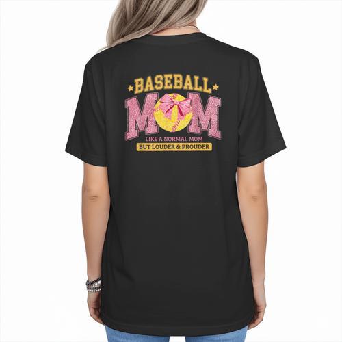 Coquette Baseball Mom Bow Like A Normal Mom But Mother's Day Women's T-Shirt Back Print - Sportilla