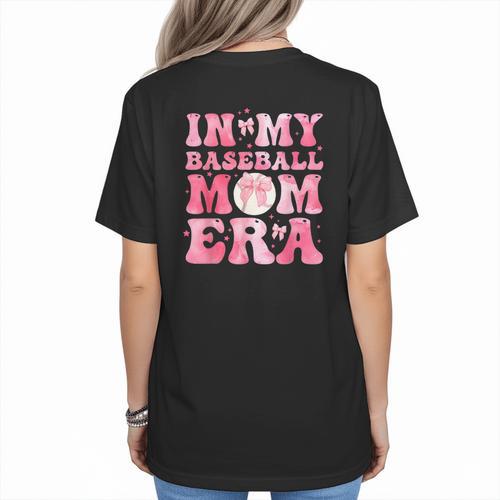Coquette Bow In My Baseball Mom Era Baseball Mama Mother Day Women's T-Shirt Back Print - Sportilla