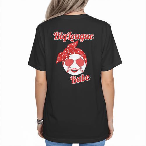 Cute Love Baseball BigLeague Babe Hot Baseball Mom Women's T-Shirt Back Print - Sportilla