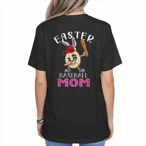 Dabbing Easter Baseball Mom Mother's Day Bunny Sunday Egg Women's T-Shirt Back Print - Sportilla