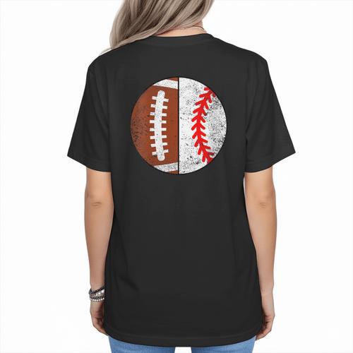 Football Baseball Player Football Baseball Mom Women's T-Shirt Back Print - Sportilla