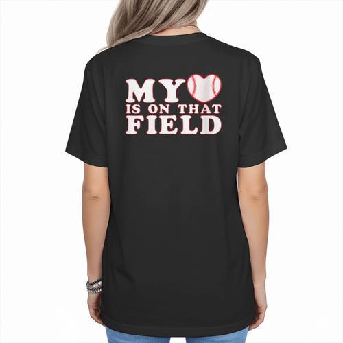 My Heart Is On That Court Baseball Mom Women's T-Shirt Back Print - Sportilla