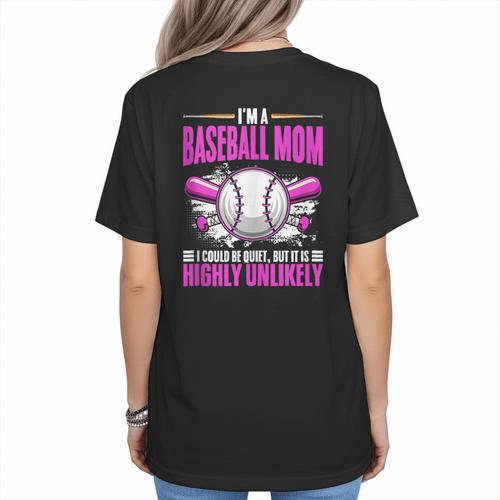 I'm A Baseball Mom Baseball Pitcher Catcher Baseball Player Women's T-Shirt Back Print - Sportilla