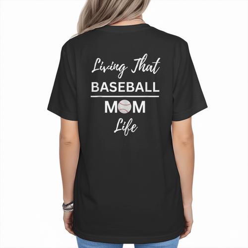 Living That Baseball Mom Life Women's T-Shirt Back Print - Sportilla