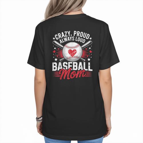 Proud Baseball Mom For Women Mom Baseball Mama Women's T-Shirt Back Print - Sportilla