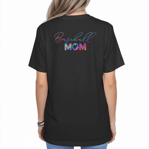 Retro Cute Mother's Day Teeball T-Ball Baseball Mom Women's T-Shirt Back Print - Sportilla