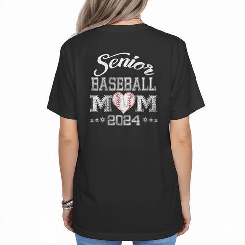 Senior Baseball Mom 2024 Class Of 2024 Graduation Women's T-Shirt Back Print - Sportilla