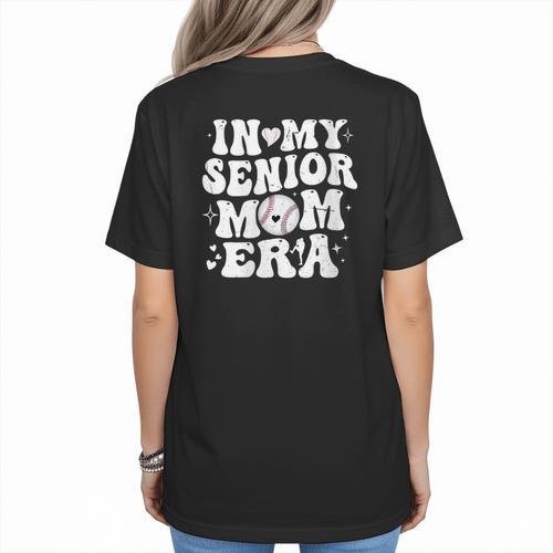 In My Senior Mom Era Class Of 2024 Groovy Baseball Mom Life Women's T-Shirt Back Print - Sportilla