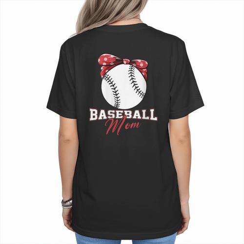 Softball Baseball Mom Floral Tee Mother's Day Women's T-Shirt Back Print - Sportilla