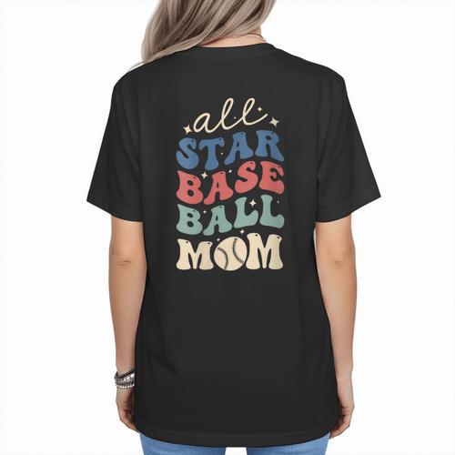 All Star Baseball Mom Women's T-Shirt Back Print - Sportilla