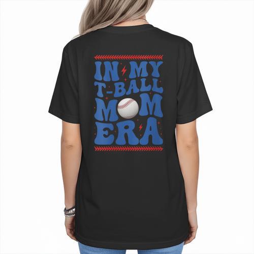 In My T-Ball Mom Era Baseball Mom Groovy Mother's Day Women's T-Shirt Back Print - Sportilla