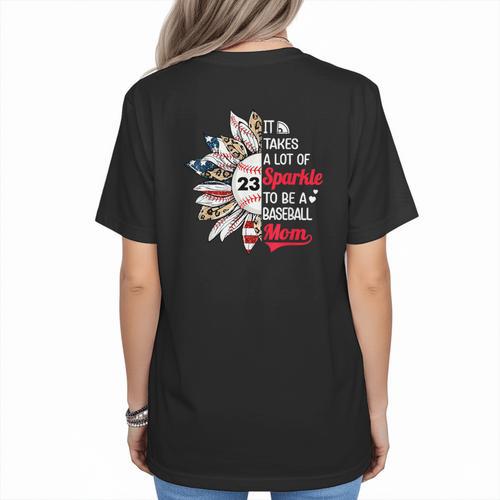 It Takes A Lot Of Sparkle To Be A Baseball Mom Women's T-Shirt Back Print - Sportilla