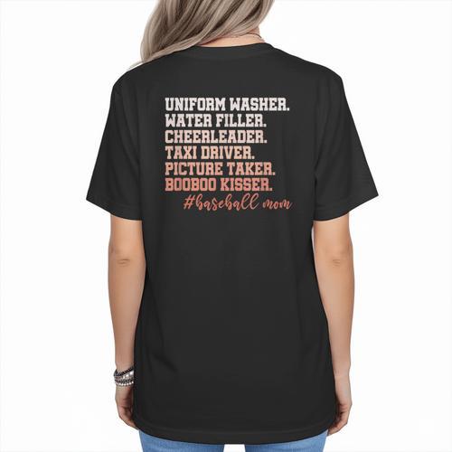 Uniform Washer Water Filler Cheerleader Baseball Mom Women's T-Shirt Back Print - Sportilla