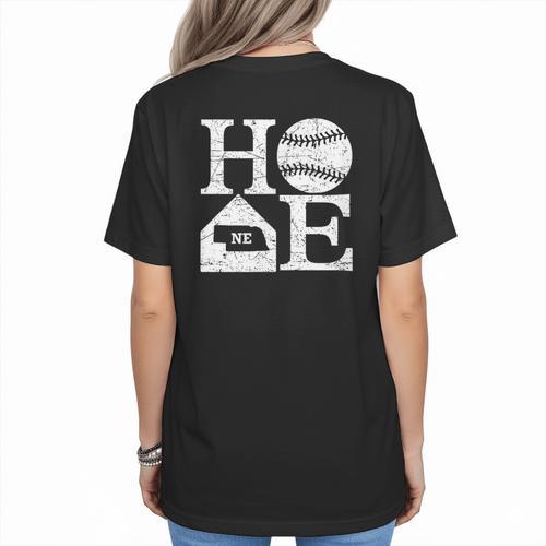 Vintage Baseball Home Nebraska State Outline Baseball Mom Women's T-Shirt Back Print - Sportilla