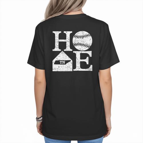 Vintage Baseball Home Tennessee State Outline Baseball Mom Women's T-Shirt Back Print - Sportilla