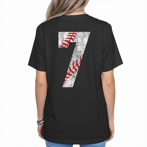 Vintage Baseball Mom 7 Jersey Baseball Favorite Player Women's T-Shirt Back Print - Sportilla