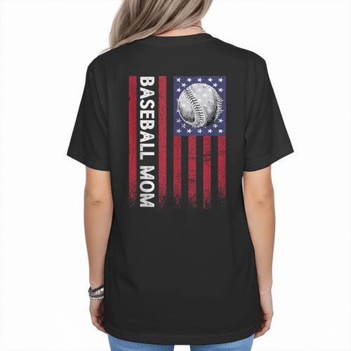 Vintage Baseball Mom Proud Family Summer Baseball Player Women's T-Shirt Back Print - Sportilla