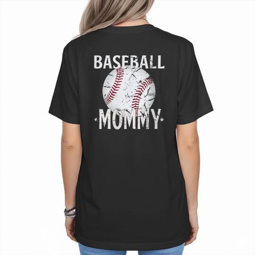 Vintage Baseball Mommy Mother's Day Sports Lover Mom Women's T-Shirt Back Print - Sportilla