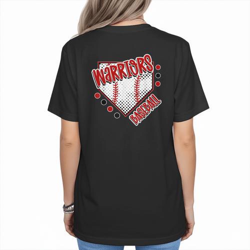 Warriors Home Plate Baseball Sports Baseball Mom Women's T-Shirt Back Print - Sportilla