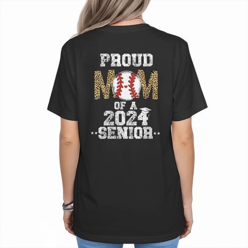 Womens Proud Mom Of a 2024 Senior Class Of 2024 Baseball Mom Women's T-Shirt Back Print - Sportilla