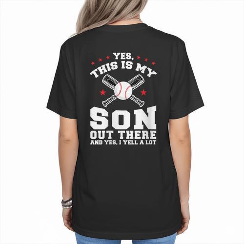 Yes This Is My Son Out Baseball Mom Women's T-Shirt Back Print - Sportilla