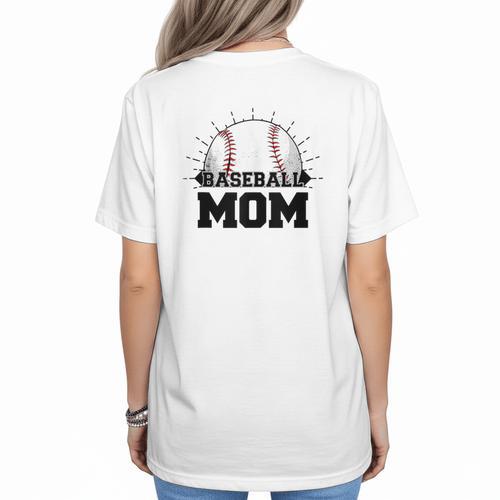 American Flag Patriotic Game Day Baseball Mom Women's T-Shirt Back Print - Sportilla