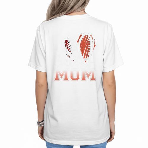 Ball Mom Football Baseball Mom Premium Women's T-Shirt Back Print - Sportilla