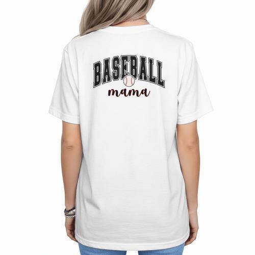 Baseball Mama Cute Women Team Mom Or Baseball Mom Sports Premium Women's T-Shirt Back Print - Sportilla