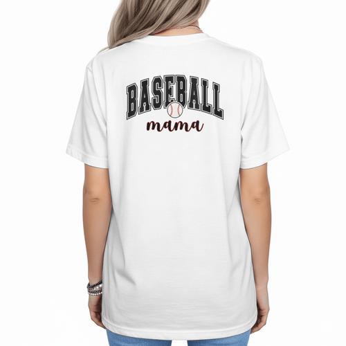 Baseball Mama Cute Women Team Mom Or Baseball Mom Sports Women's T-Shirt Back Print - Sportilla