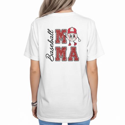 Baseball Mama Baseball Mom Game Day Senior Night Women's T-Shirt Back Print - Sportilla