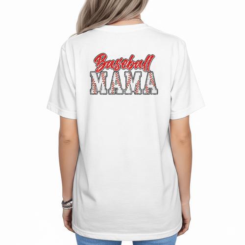 Baseball Mama Retro Groovy Baseball Mom Women Mother's Day Women's T-Shirt Back Print - Sportilla