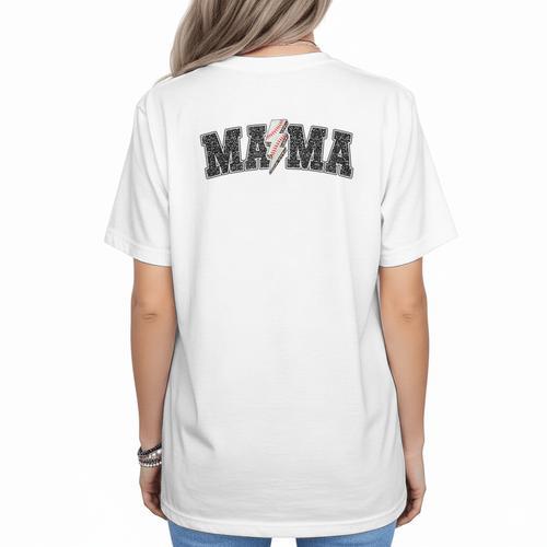 Baseball Mama Rocks Lightning Baseball Mom Mother's Day Women's T-Shirt Back Print - Sportilla