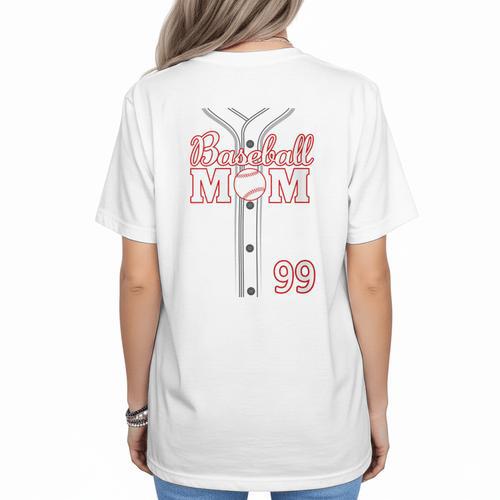 Baseball Mom 99 Number 99 Jersey Team Numbered Jersey Women's T-Shirt Back Print - Sportilla