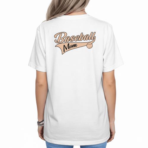 Baseball Mom Best Mama Cute Throwback Classic Women's T-Shirt Back Print - Sportilla