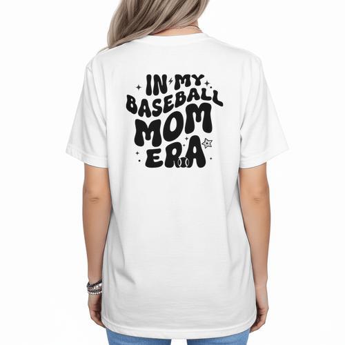 In My Baseball Mom Era Groovy Women's T-Shirt Back Print - Sportilla