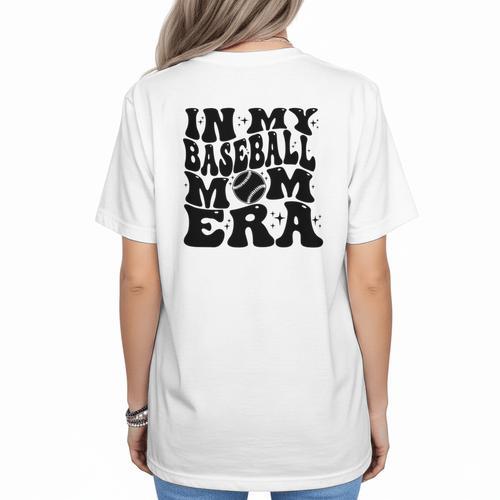 In My Baseball Mom Era Mom Life Game Day Vibes Mama Women's T-Shirt Back Print - Sportilla