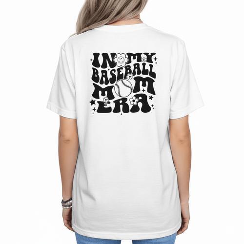 In My Baseball Mom Era Retro Groovy Sports Parent Women's T-Shirt Back Print - Sportilla