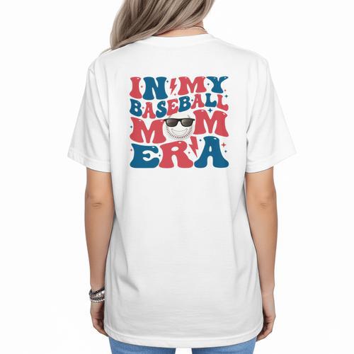 In My Baseball Mom Era Smile Face Retro Women's T-Shirt Back Print - Sportilla