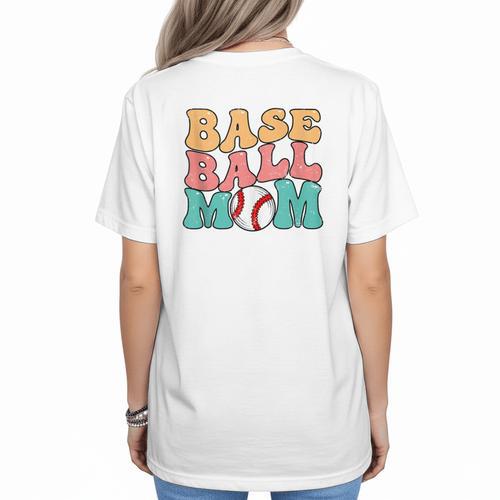 Baseball Mom Groovy Baseball Mom Women's T-Shirt Back Print - Sportilla