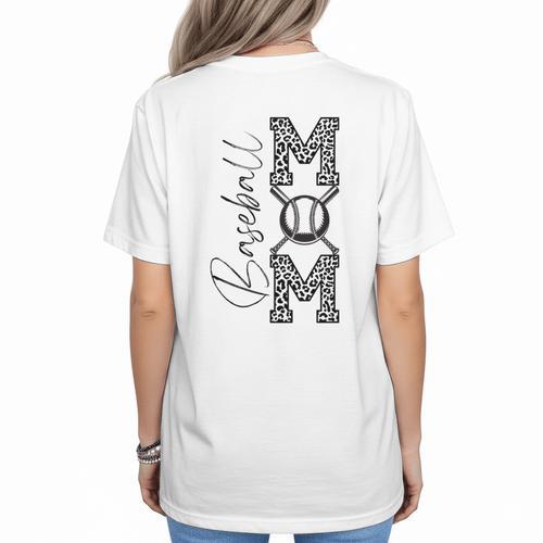 Baseball Mom Leopard Women's T-Shirt Back Print - Sportilla