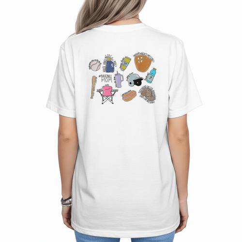 Baseball Mom Baseball Mama Women's T-Shirt Back Print - Sportilla
