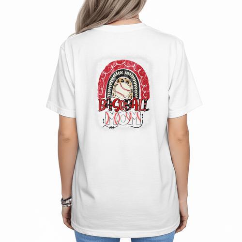 Baseball Mom Rainbow Boho Mommy Premium Women's T-Shirt Back Print - Sportilla