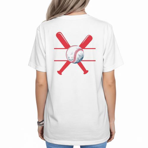 Baseball Mom Red Women's T-Shirt Back Print - Sportilla