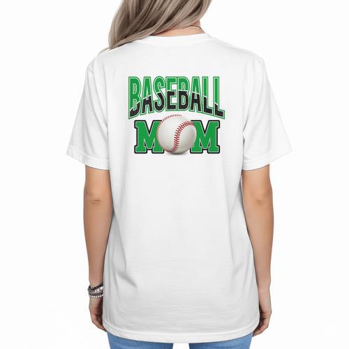 Baseball Mom Sports Green Women's T-Shirt Back Print - Sportilla